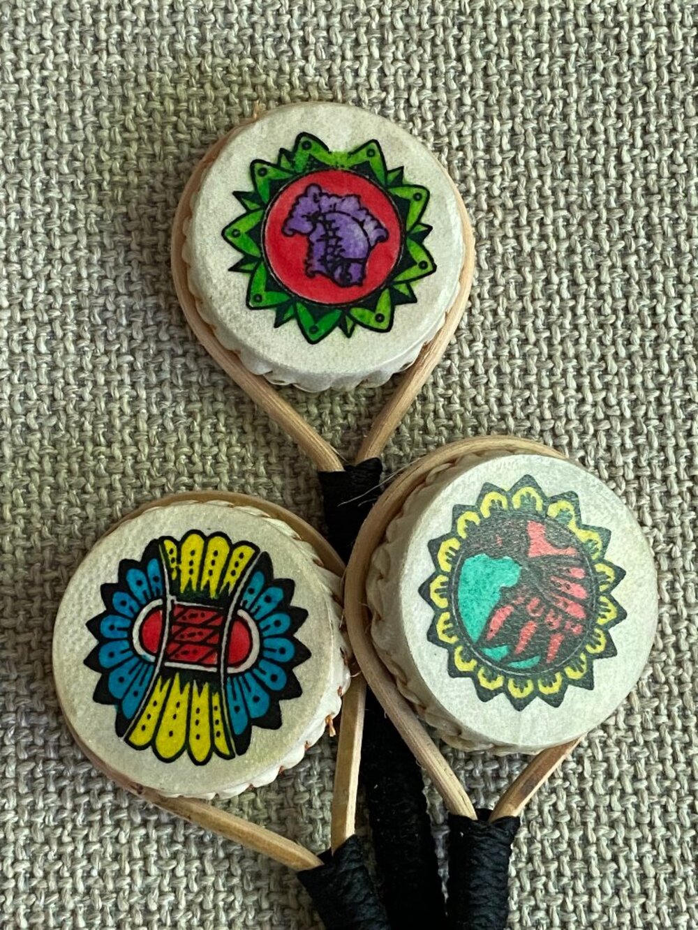 🪘Triple-Head Monkey Drum Rattle - Indigenous Folk Art Shaker 11"